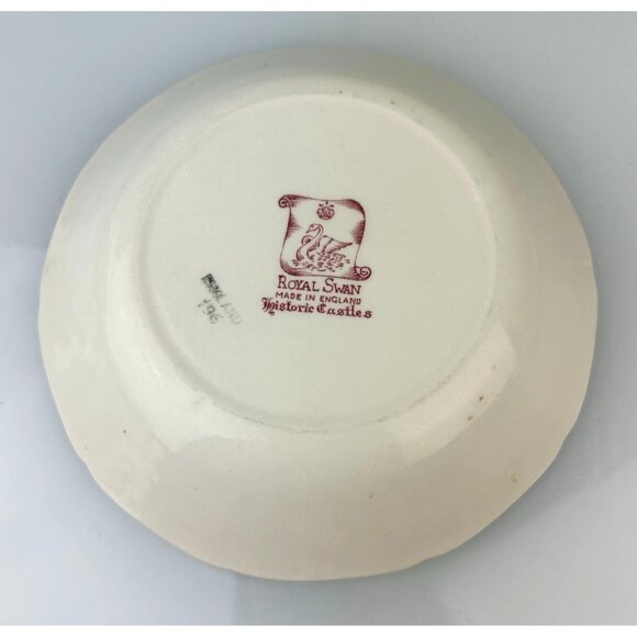 Royal Swan Historic Castle Bundle of 3 Bowls Saucer Red Transferware VTG England - Picture 14 of 16